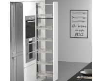 VIVID Tall pantry, 6 baskets, for 400mm wide cabinets (1850-2170mm), white board / chrome surround, soft-close runners, each