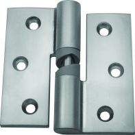 Metlam toilet partition hinge, gravity, hold open, incl. screws, left hand, satin chrome-plated, pair