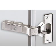 95∞ Intermat angle hinge W45, overlay, TH-drilling pattern 52 x 5.5 mm, for pressing in