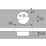 Hettich Sensys 110&#8451; Hinge Without Integrated Silent System (Sensys 8645) Screw in - Half Overlay