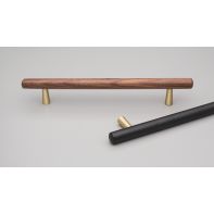 Tilla Handle 224mm C to C Walnut Lacquered Brass Feet