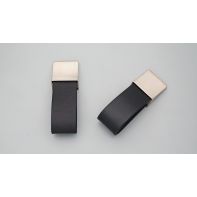 Black Leather and Zinc Pull 16mm C to C